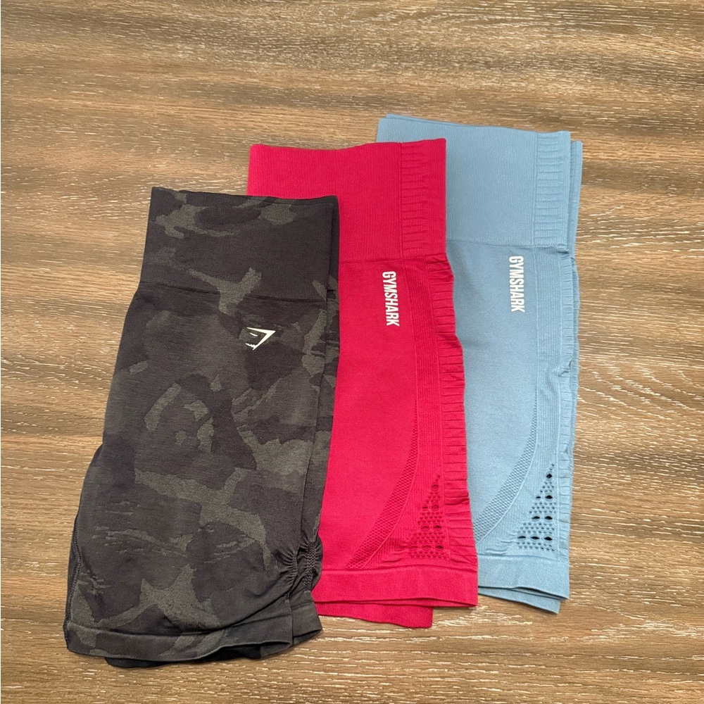 Gymshark Leggings Trio - Black, Pink, and Blue